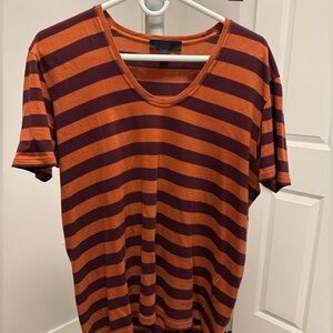 Burberry Dries Van Noten Orange and Purple Striped Top